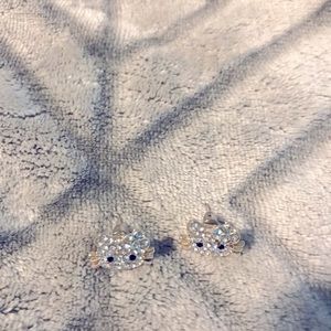 Hello Kitty Silver with Rhinestones Earrings